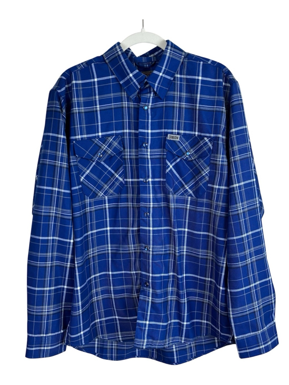 Dixxon Wingman D-Tech Flannel Shirt Men’s Size Large Blue & White Plaid